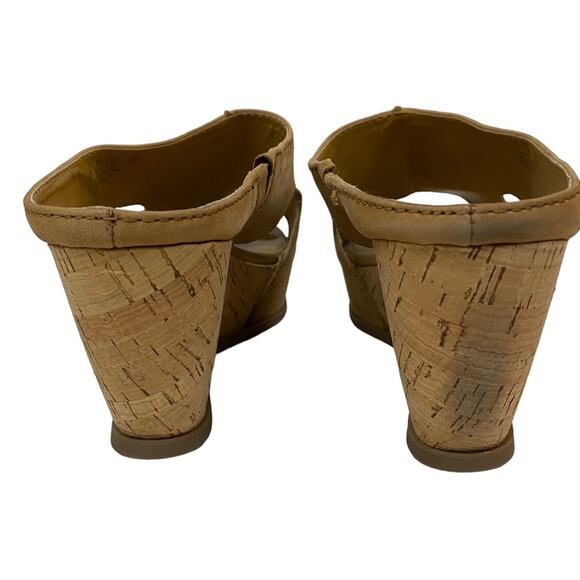 Franco Sarto Fiona Tan Leather Cork Platform Wedge Slip On Shoes Size 11 - Picture 4 of 13